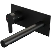 Brauer Black Edition ColdStart wastafelkraan inbouw rechte uitloop met achterplaat model D2 zwart mat