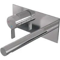 Brauer Chrome Edition ColdStart wastafelkraan inbouw rechte uitloop met achterplaat model E2 chroom