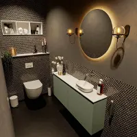 Mondiaz Fowy toiletmeubel 120cm army met witte waskom rechts zonder kraangat