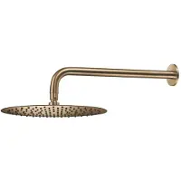 Qisani Hoofddouche Flow met wanddouchearm Ø 30 cm Geborsteld Goud