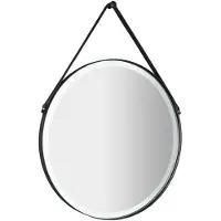 Sapho Badkamerspiegel orbiter led backlight rond met leren band 70 cm zwart