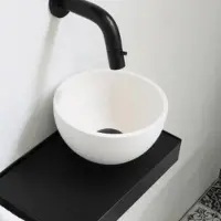 Ink Waskom Jazz XS Opbouw Polystone Zonder Kraangat Glans Wit 20x11 cm