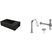 Wiesbaden Fonteinpack recto natuursteen rechts 40x22x10 cm chroom