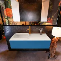 Mondiaz Badkamermeubelset Erin 120 cm met 1 Lade met RIDGE Wastafel Links Linen met 1 kraangat Greeploos Mat Jeans
