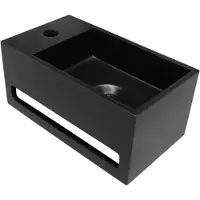 Boss & Wessing Fontein bws bali solid surface 36x20 cm kraangat links mat zwart