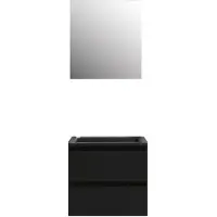Boss & Wessing Badkamermeubel bws pepper wastafel acryl mat zwart incl spiegelkast zonder kraangat 60x55x46 cm mat zwart