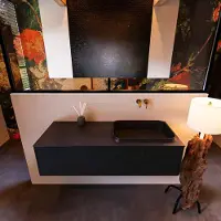 Mondiaz Badkamermeubelset erin 120 cm met 1 lade met ridge wastafel rechts urban zonder kraangaten greeploos mat urban