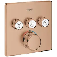 GROHE Inbouwkraan grohtherm smart control thermostaatkraan met 3-weg omstelling vierkant warm sunset geborsteld