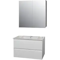 Boss & Wessing Badkamermeubel bws pepper wastafel porselein incl spiegelkast 2 deurs met 1 krg 80x55x46 cm wit