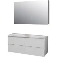 Boss & Wessing Badkamermeubel BWS Pepper Wastafel Acryl Incl Spiegelkast 2 Deurs Zonder Krg 120x55x46 cm Wit