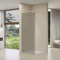 Van Rijn Inloopdouche st01 90x200 cm rookglas 8 mm met stabilisatiestang wit