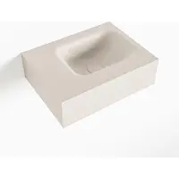 Mondiaz LEX Linen vrijhangende solid surface wastafel 40cm. Positie wasbak rechts
