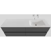 Boss & Wessing Badkamermeubel solid surface bws oslo 200x46 cm mat antraciet wasbak rechts