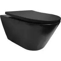 Boss & Wessing Wandcloset BWS 53x35x35 cm Keramiek Rimless Mat Zwart (Incl. zitting)