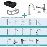 Wiesbaden Fonteinpack recto natuursteen rechts met montageframe 40x22x10 cm chroom