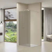 Van Rijn Inloopdouche ST01 120x200 cm Rookglas 8 mm Met Stabilisatiestang Wit