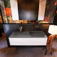 Mondiaz Badkamermeubelset Erin 120 cm met 1 Lade met RIDGE Wastafel Rechts Dark grey Zonder Kraangaten Greeploos Mat Underlayment