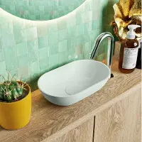 Mondiaz POOLE solid surface opzetkom kleur Greey | Greey. Afmeting 30x18x8cm