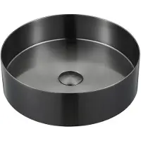 Sapho Aurum RVS wastafel, dia. 38cm, inclusief afvoer, gun metal