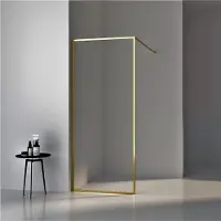Boss & Wessing Inloopdouche bws recta 100x200 cm 8 mm nano glas geborsteld messing goud