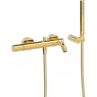 Tres Badmengkraan study exclusive rond met omstel en handdoucheset met staafhanddouche goud