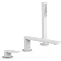 Tres Badrandkraan project 1-hendel rechte uitloop 18 cm met omstel en handdouche mat wit