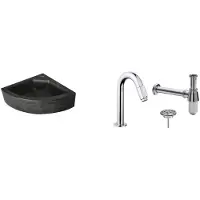 Wiesbaden Fonteinpack natuursteen hoek 30x30x10 cm chroom