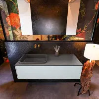 Mondiaz Badkamermeubelset Erin 120 cm met 1 Lade met RIDGE Wastafel Links Dark grey Zonder Kraangaten Greeploos Mat Clay