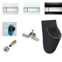 Tece Urinoir set salenzi hung achterinlaat mat zwart met square drukplaat glas