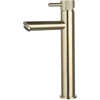 Sanilux Wastafelmengkraan opbouw ibex hoog rond met geribbeld knop geborsteld goud
