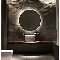 Martens & Meijer Badkamerspiegel rond miami beach 60 cm zwart incl indirecte verlichting & verwarming