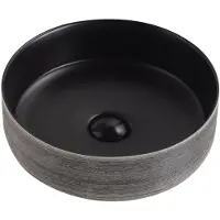 Boss & Wessing Waskom bws keramiek met geborsteld zilver relief 36 cm zwart