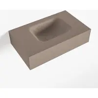 Mondiaz LEX Smoke vrijhangende solid surface wastafel 50cm. Positie wasbak rechts