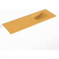 Mondiaz lex ocher solid surface inleg wastafel voor toiletmeubel 90 cm. Positie wasbak rechts