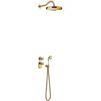 Tres Regendoucheset clasic thermostatische inbouw 2-wegs goud