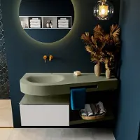 Mondiaz Riva badmeubel 120cm Linen met 1 lade en wastafel links 0 kraangaten Army