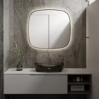 Martens & Meijer Spiegel Peru 100x100 Cm Met Indirecte Verlichting Rondom En Spiegelverwarming Mat Zwart