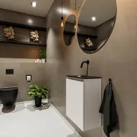 Mondiaz ture 40 cm toiletmeubel linen. Eden wastafel urban links geen kraangat
