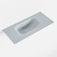 Mondiaz eden clay solid surface inleg wastafel voor toiletmeubel 50 cm. Positie wasbak links
