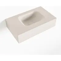Mondiaz LEX Linen vrijhangende solid surface wastafel 50cm. Positie wasbak rechts