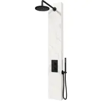 Brauer Edition Douchepaneel Marmerlook Calacatta Gold - Kranen Mat Zwart - Messing - Kranen, Douchekranen, Douchesets, Inbouw Douchesets - Kranen, Douchekranen, Douchesets, Inbouw douchesets