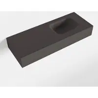 Mondiaz lex dark_grey vrijhangende solid surface wastafel 80 cm. Positie wasbak rechts