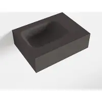 Mondiaz lex dark_grey vrijhangende solid surface wastafel 40 cm. Positie wasbak links