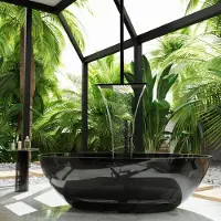 Mondiaz Vrijstaand Ligbad Cristal Resin 180x85 cm Black