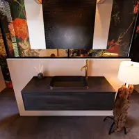 Mondiaz Badkamermeubelset erin 120 cm met 1 lade met ridge wastafel midden urban met 1 kraangat greeploos mat antracite