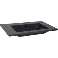 Sanilux Wastafel Quartz Classic 80x47x3 cm Quartz Mat Zwart (1 kraangat)