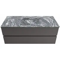 Mondiaz VICA-DLUX 120cm badmeubel onderkast Dark grey 2 lades. Inbouw wastafel CLOUD midden 1 kraangat, kleur Lava.