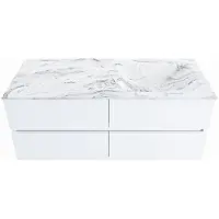 Mondiaz VICA-DLUX 120cm badmeubel onderkast Talc 4 lades. Inbouw wastafel CLOUD rechts 1 kraangat, kleur Glace.