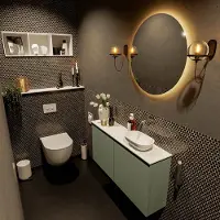 Mondiaz fowy toiletmeubel 100 cm kleur army. Waskom positie rechts kleur talc | talc. Zonder kraangat
