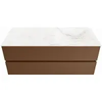 Mondiaz VICA-DLUX 120cm badmeubel onderkast Rust 2 lades. Inbouw wastafel CLOUD rechts 1 kraangat, kleur Ostra.